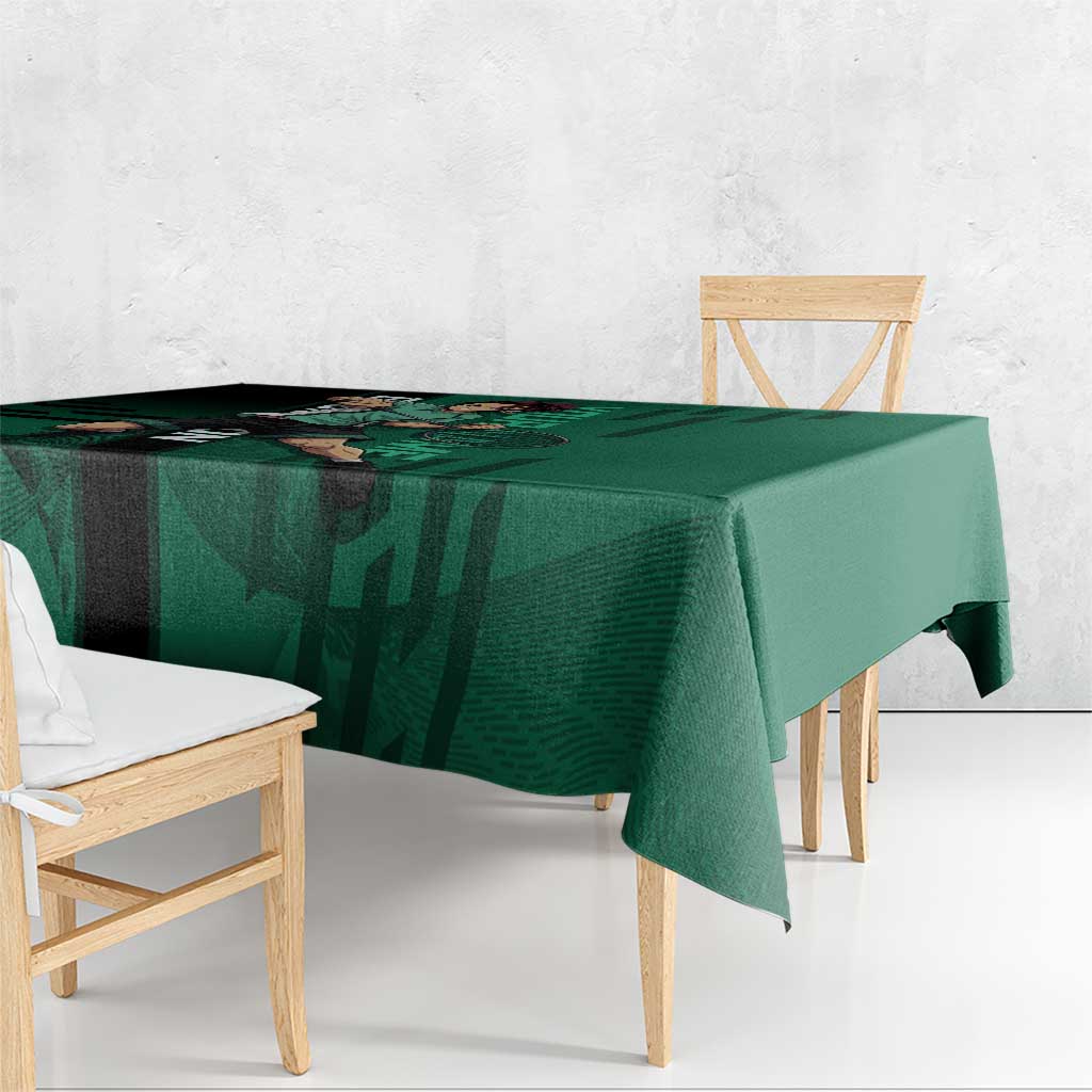 Personalized Tanjiro Badminton Green Action Pose Tablecloth Dynamic Sports Design - The Mazicc