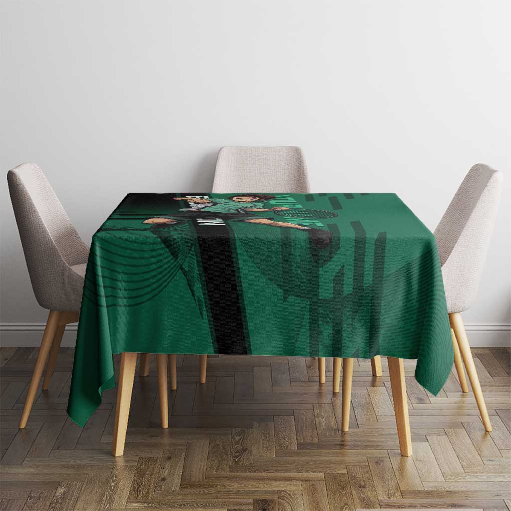 Personalized Tanjiro Badminton Green Action Pose Tablecloth Dynamic Sports Design - The Mazicc