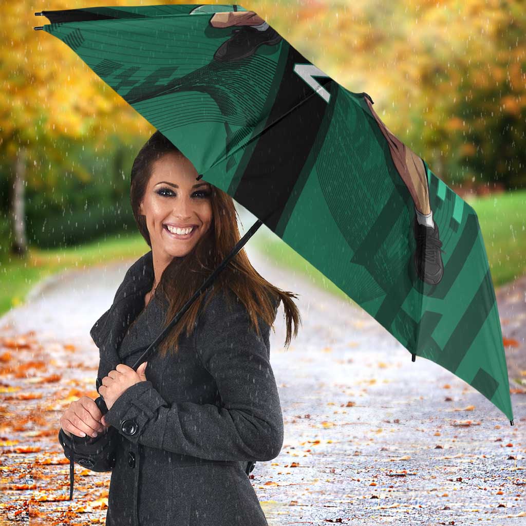 Personalized Tanjiro Badminton Green Action Pose Umbrella Dynamic Sports Design - The Mazicc