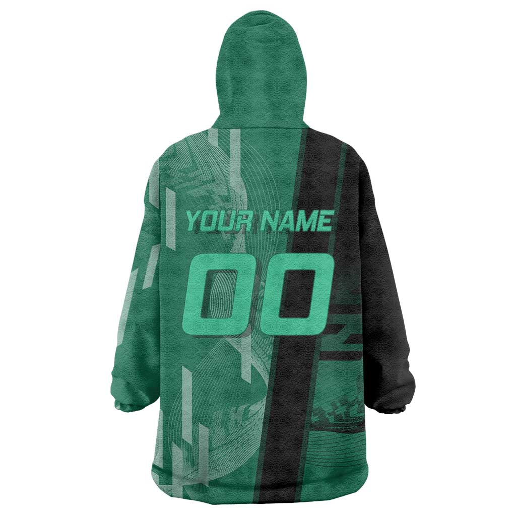 Personalized Tanjiro Badminton Green Action Pose Wearable Blanket Hoodie Dynamic Sports Design - The Mazicc