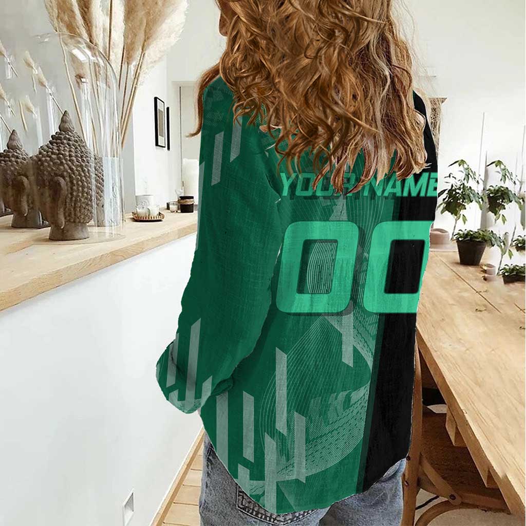 Personalized Tanjiro Badminton Green Action Pose Women Casual Shirt Dynamic Sports Design - The Mazicc