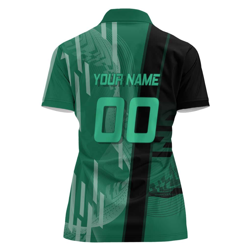 Personalized Tanjiro Badminton Green Action Pose Women Polo Shirt Dynamic Sports Design - The Mazicc