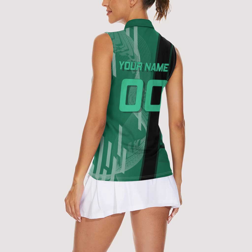 Personalized Tanjiro Badminton Green Action Pose Women Sleeveless Polo Shirt Dynamic Sports Design - The Mazicc
