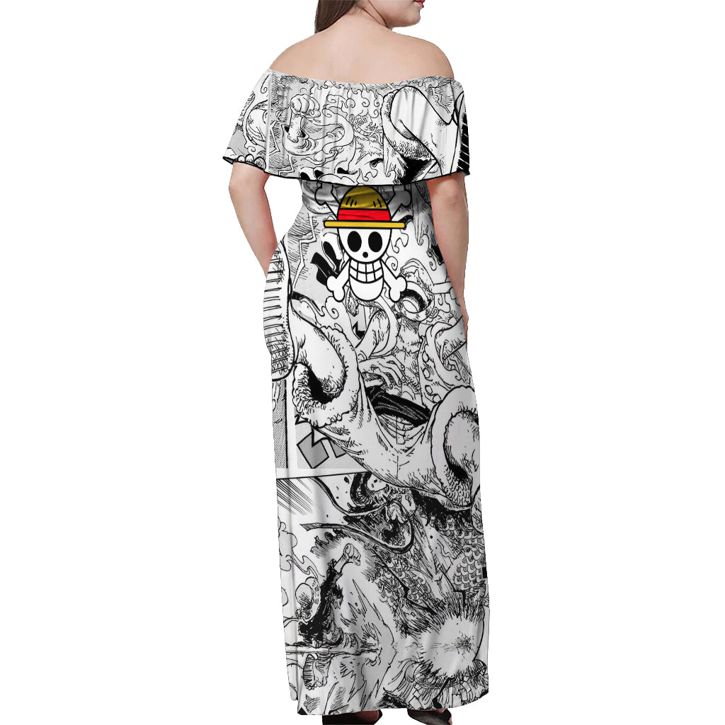 Luffy Gear 5 Nika One Piece Off Shoulder Maxi Dress