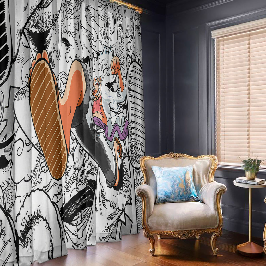 Luffy Gear 5 Nika One Piece Window Curtain