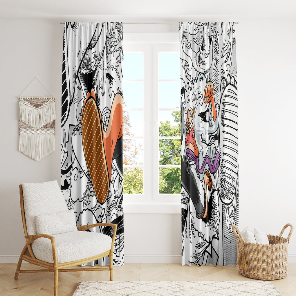 Luffy Gear 5 Nika One Piece Window Curtain