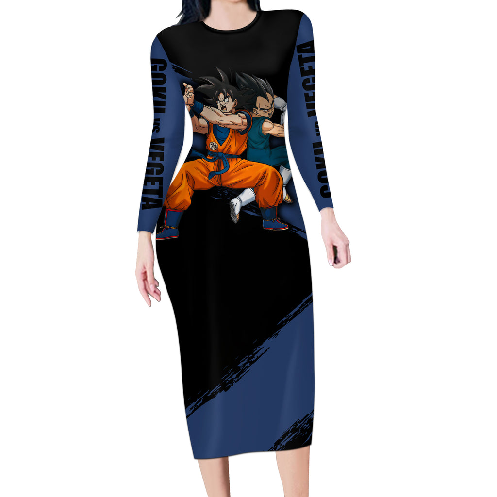 Goku and Vegeta Super Anime Long Sleeve Bodycon Dress