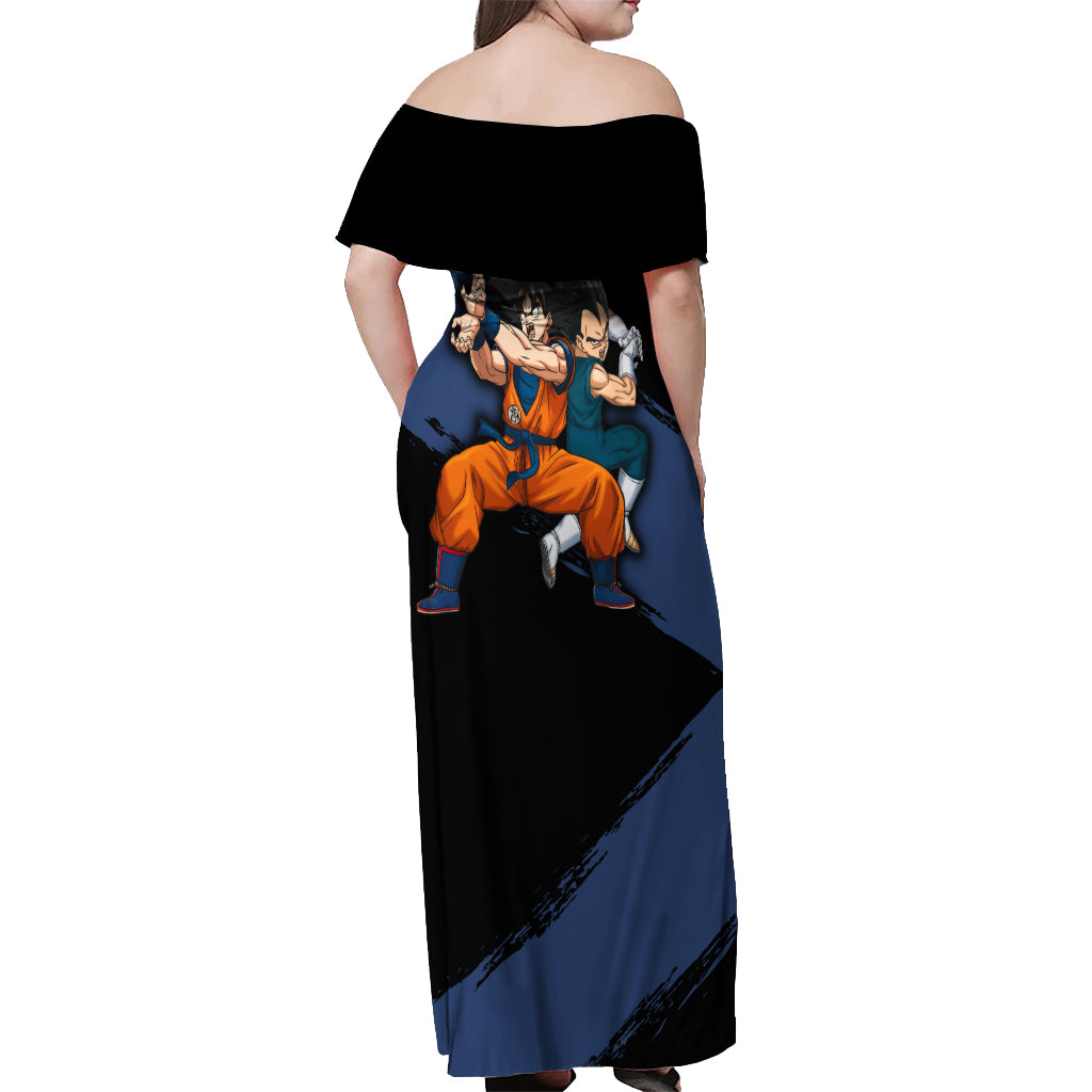 Goku and Vegeta Super Anime Off Shoulder Maxi Dress