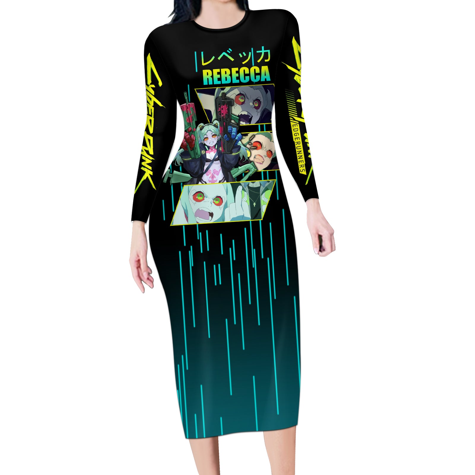 Cyberpunk Rebecca Long Sleeve Bodycon Dress