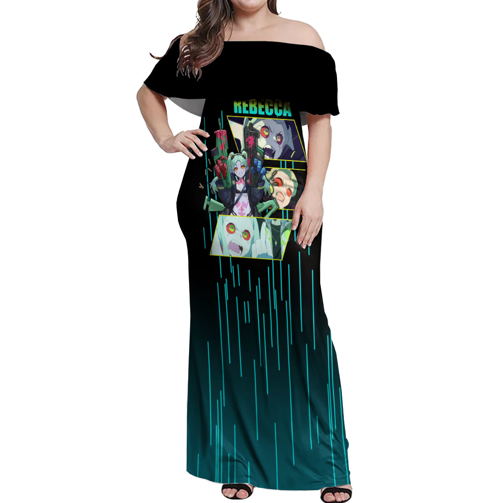 Cyberpunk Rebecca Off Shoulder Maxi Dress