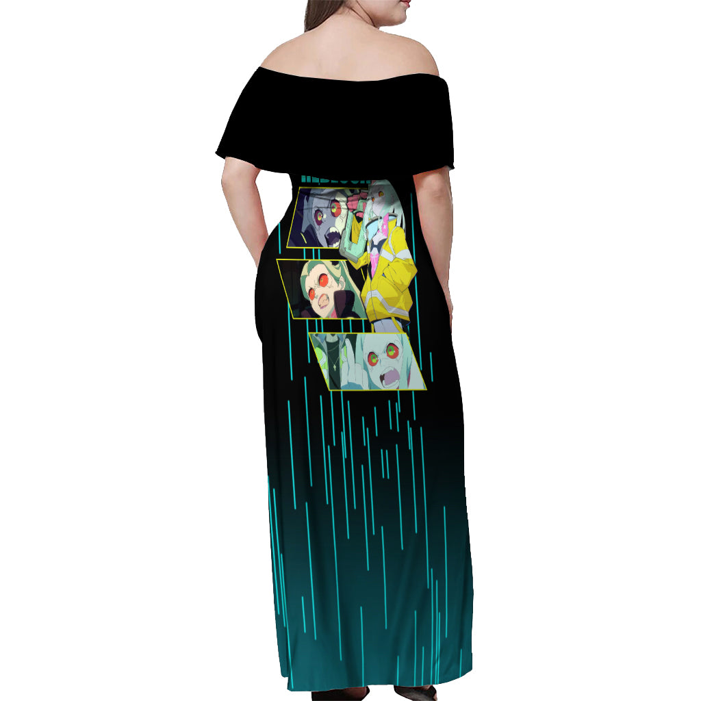 Cyberpunk Rebecca Off Shoulder Maxi Dress