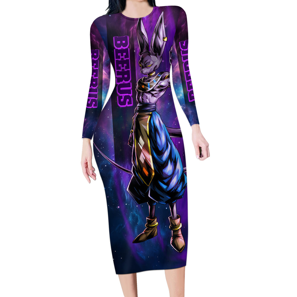 Beerus - Dragon Ball Long Sleeve Bodycon Dress