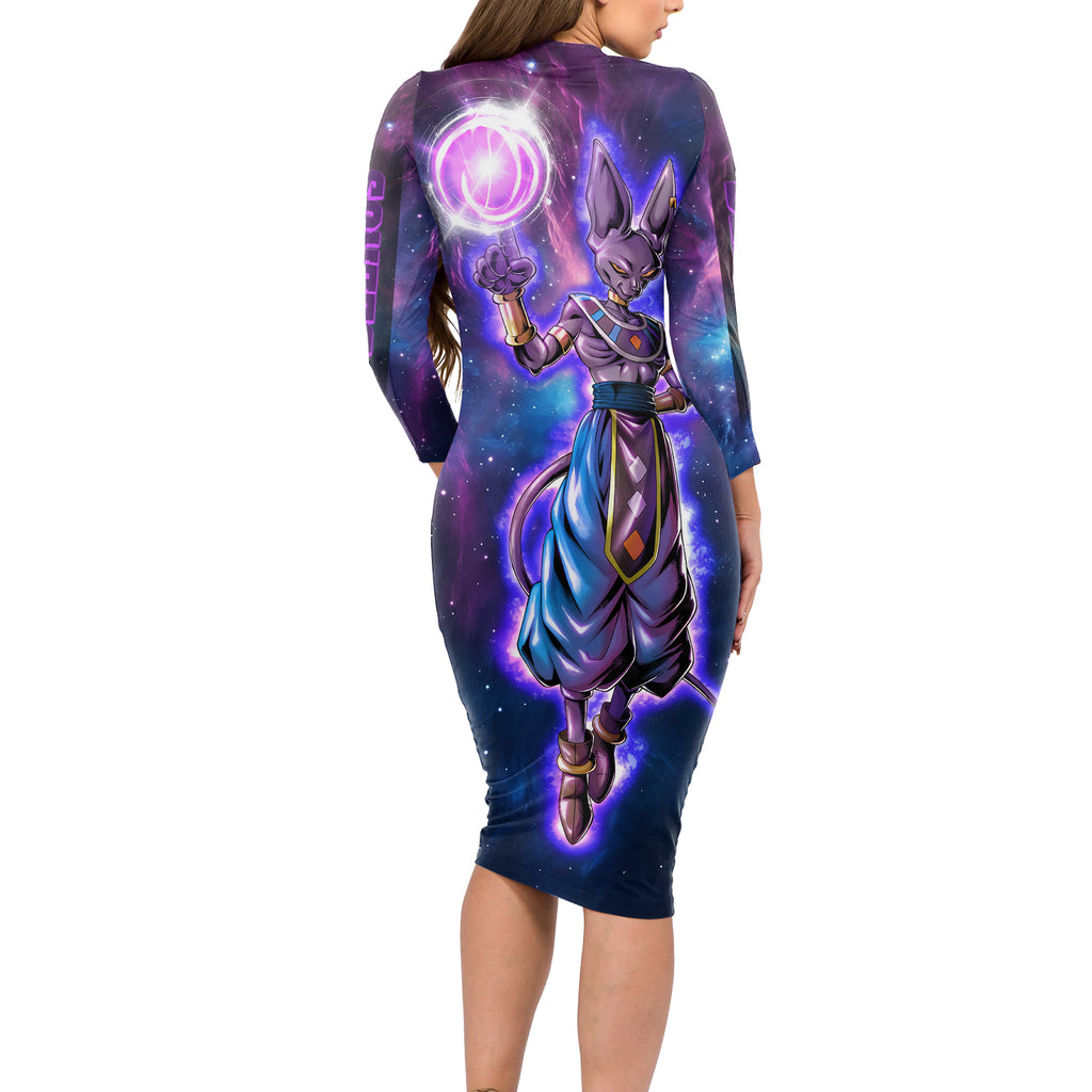 Beerus - Dragon Ball Long Sleeve Bodycon Dress