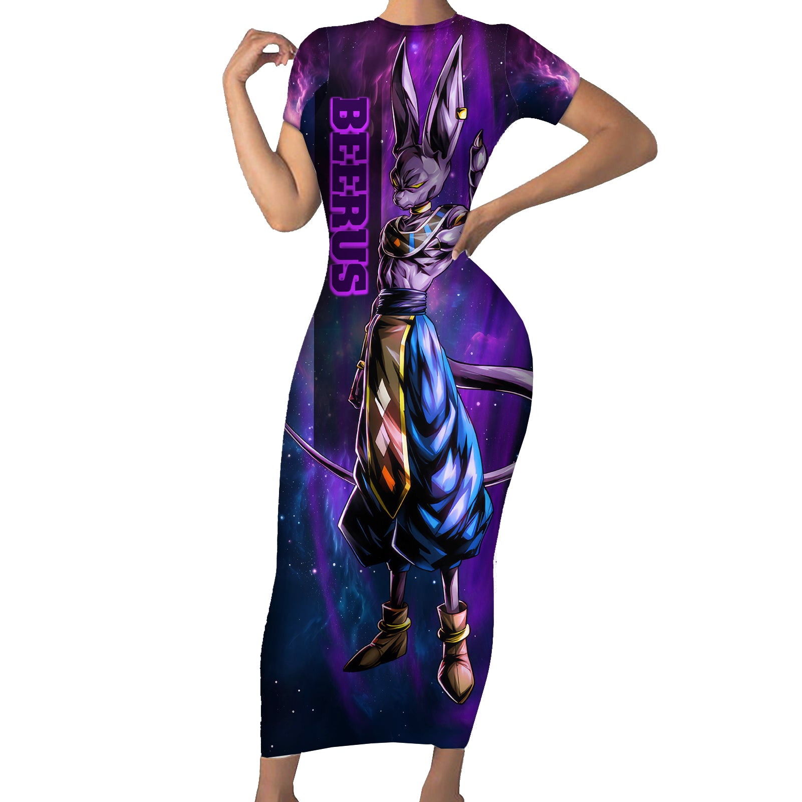Beerus - Dragon Ball Short Sleeve Bodycon Dress