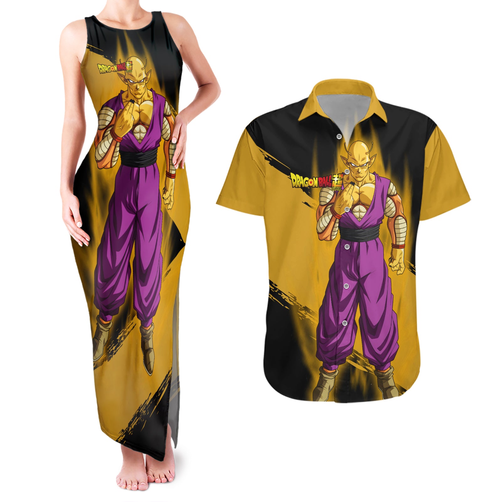 Orange Piccolo Super Anime Couples Matching Tank Maxi Dress and Hawaiian Shirt