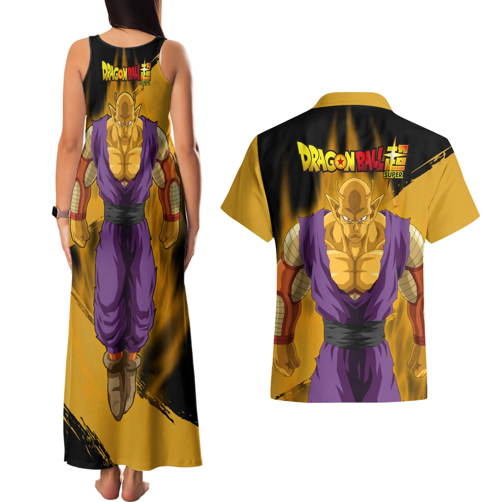Orange Piccolo Super Anime Couples Matching Tank Maxi Dress and Hawaiian Shirt