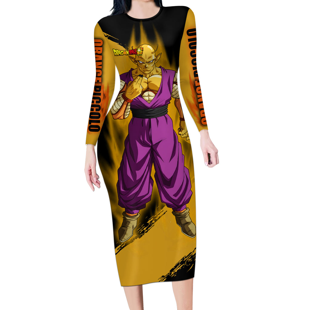 Orange Piccolo Super Anime Long Sleeve Bodycon Dress