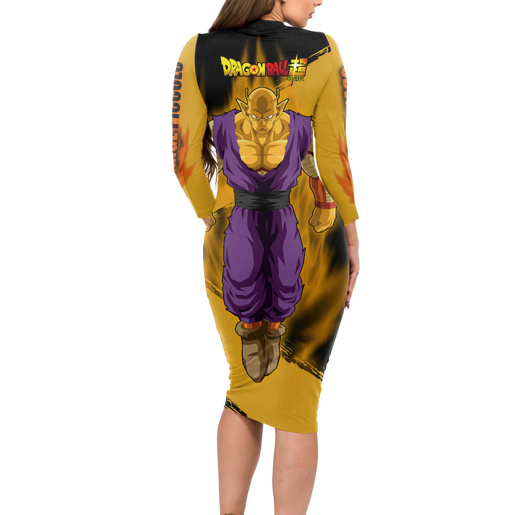Orange Piccolo Super Anime Long Sleeve Bodycon Dress