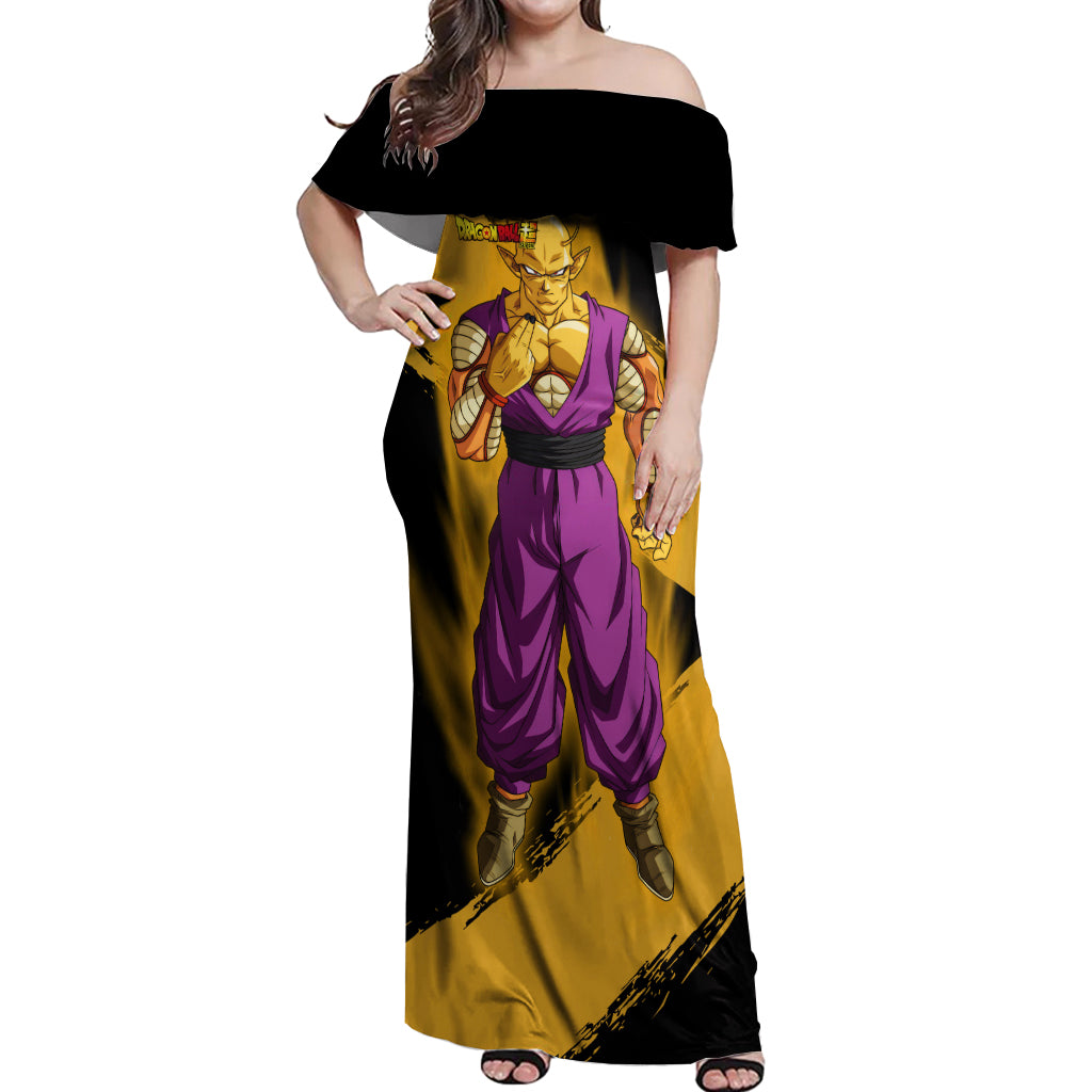 Orange Piccolo Super Anime Off Shoulder Maxi Dress