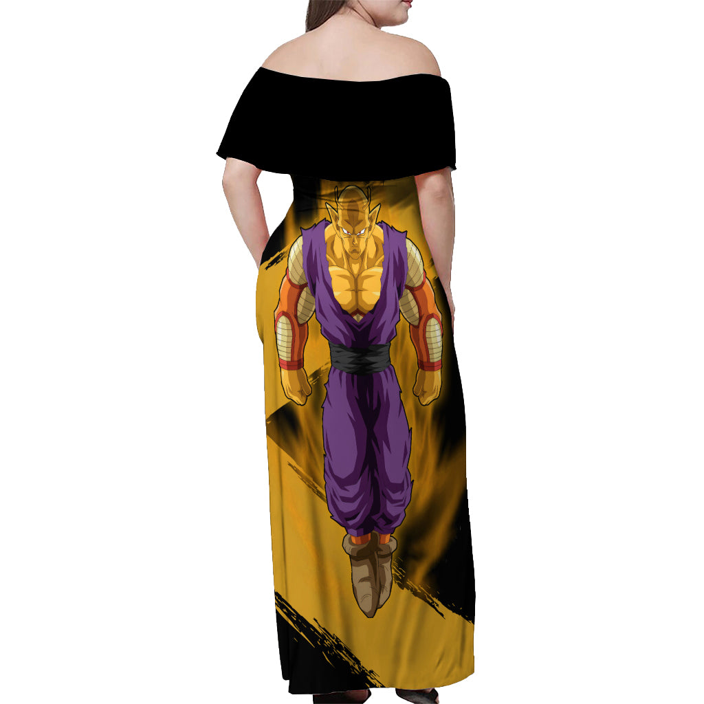 Orange Piccolo Super Anime Off Shoulder Maxi Dress