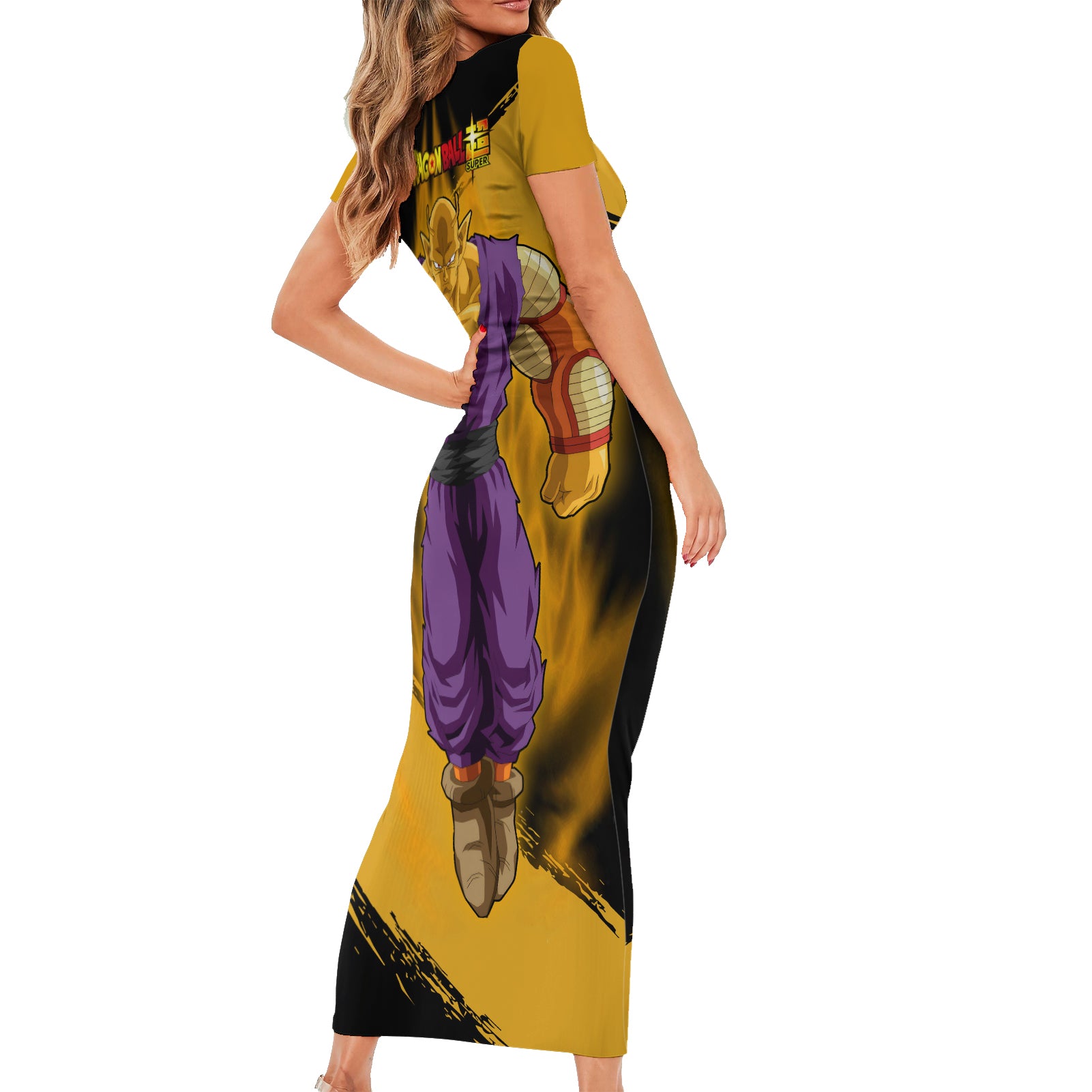Orange Piccolo Super Anime Short Sleeve Bodycon Dress