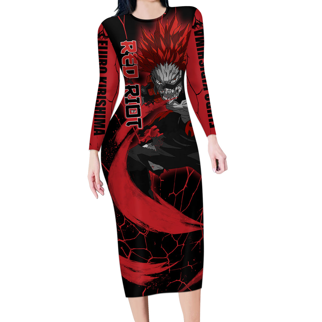 Eijirou KIrishima Red Riot Long Sleeve Bodycon Dress
