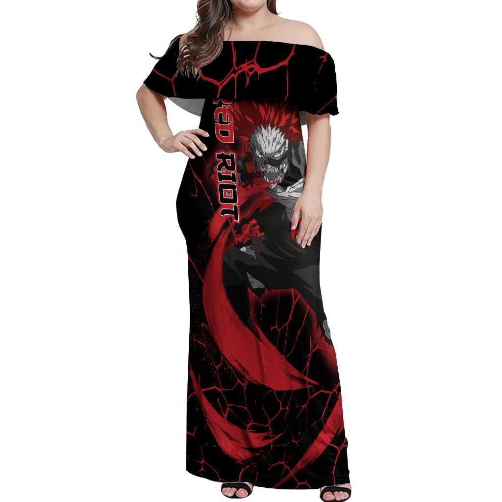 Eijirou KIrishima Red Riot Off Shoulder Maxi Dress