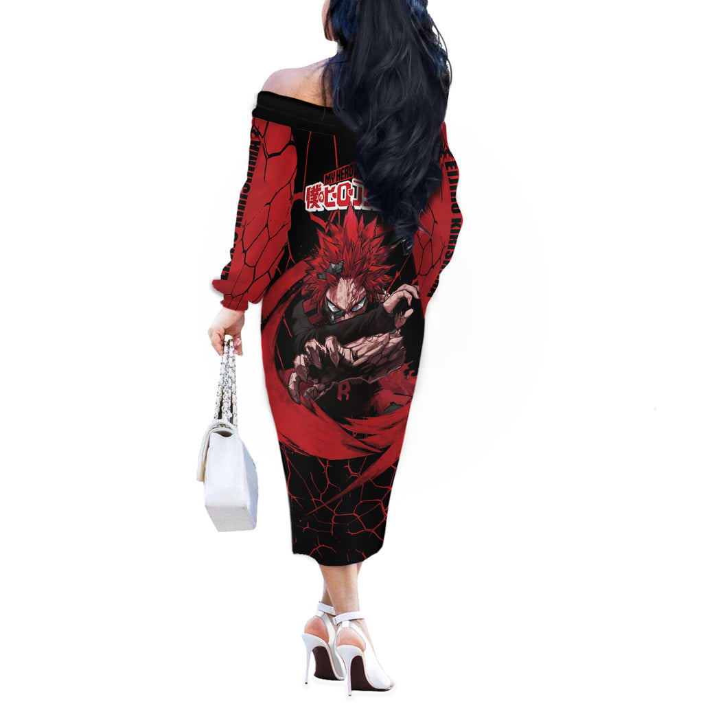Eijirou KIrishima Red Riot Off The Shoulder Long Sleeve Dress