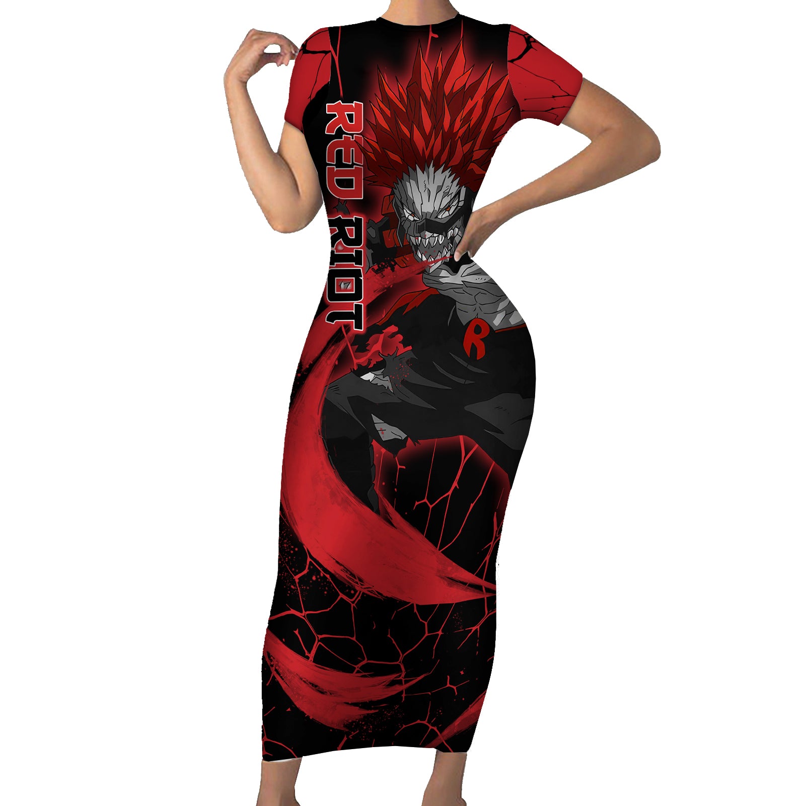 Eijirou KIrishima Red Riot Short Sleeve Bodycon Dress