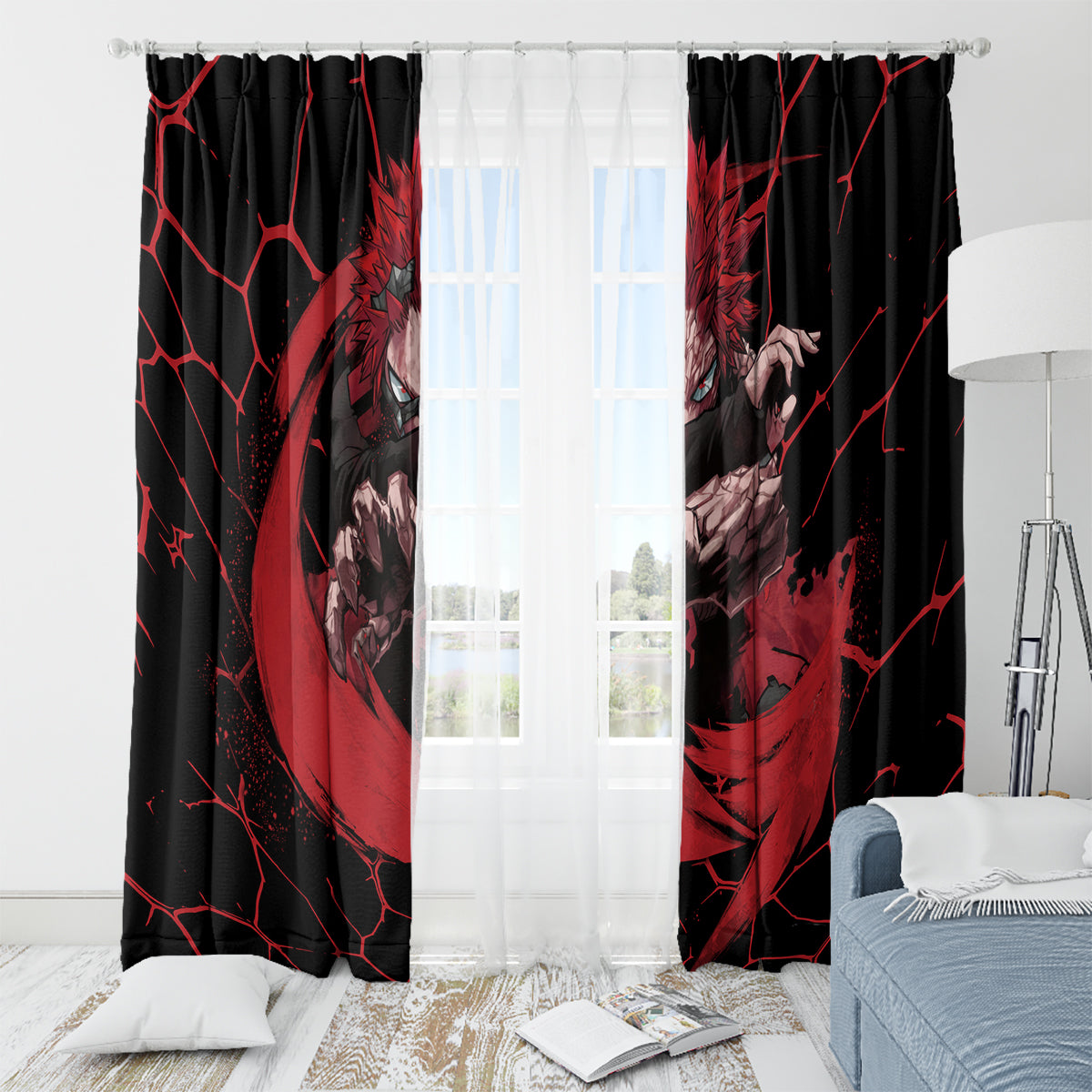 Eijirou KIrishima Red Riot Window Curtain