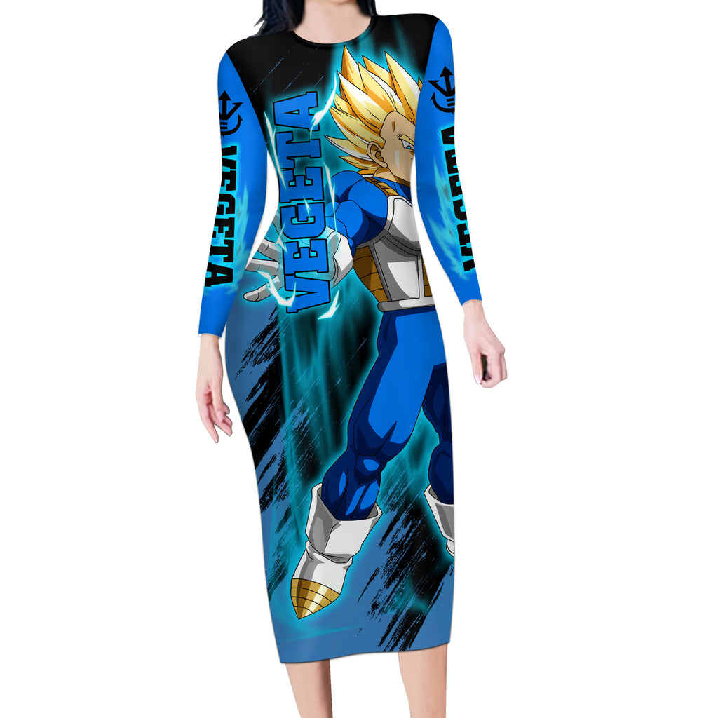 Vegeta Super Saiyan - Dragon Ball Long Sleeve Bodycon Dress
