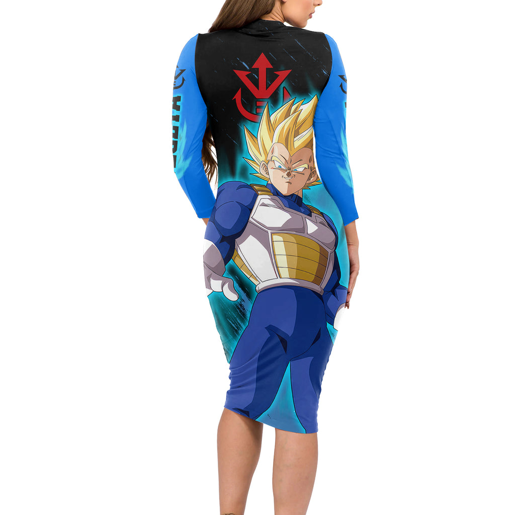 Vegeta Super Saiyan - Dragon Ball Long Sleeve Bodycon Dress