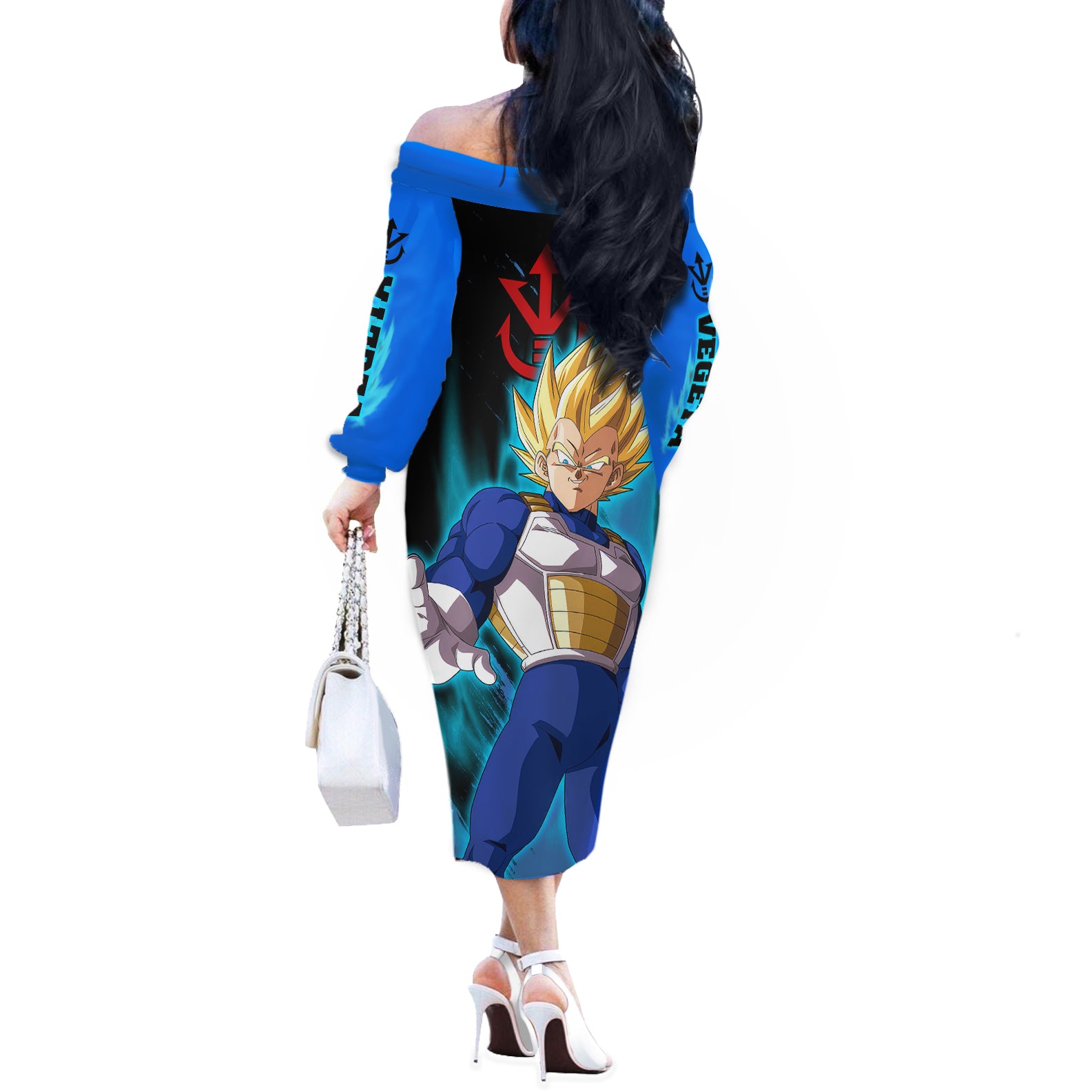 Vegeta Super Saiyan - Dragon Ball Off The Shoulder Long Sleeve Dress