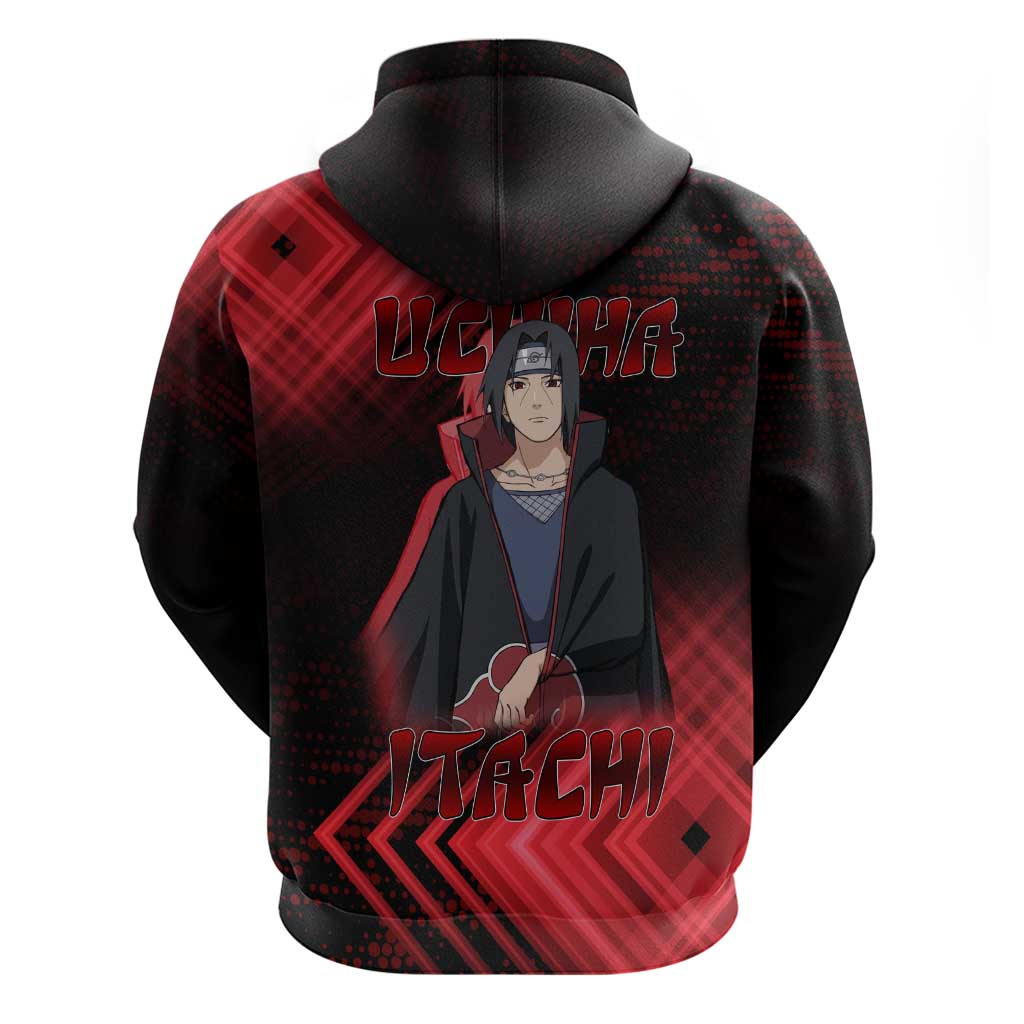 Uchiha Itachi Naruto Hoodie Red Geometric Anime Illusion Style