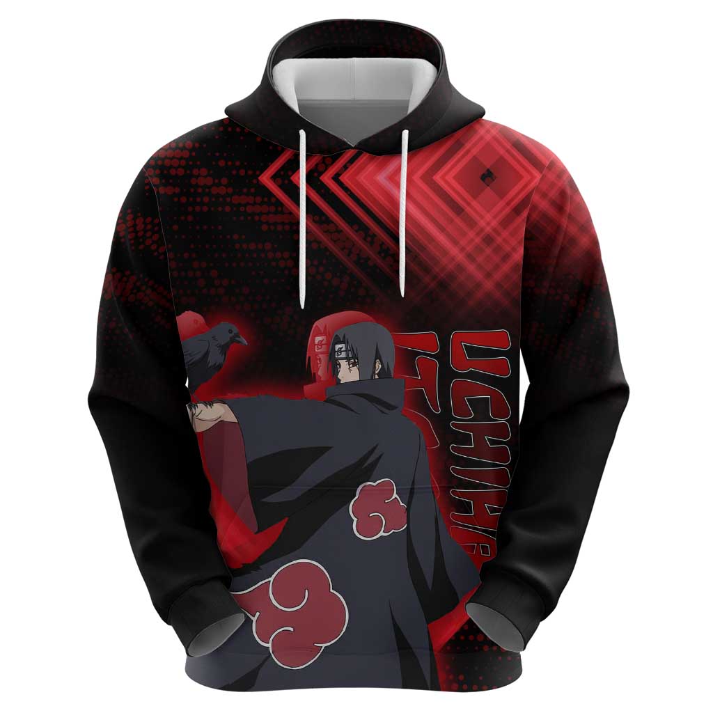 Uchiha Itachi Naruto Hoodie Red Geometric Anime Illusion Style