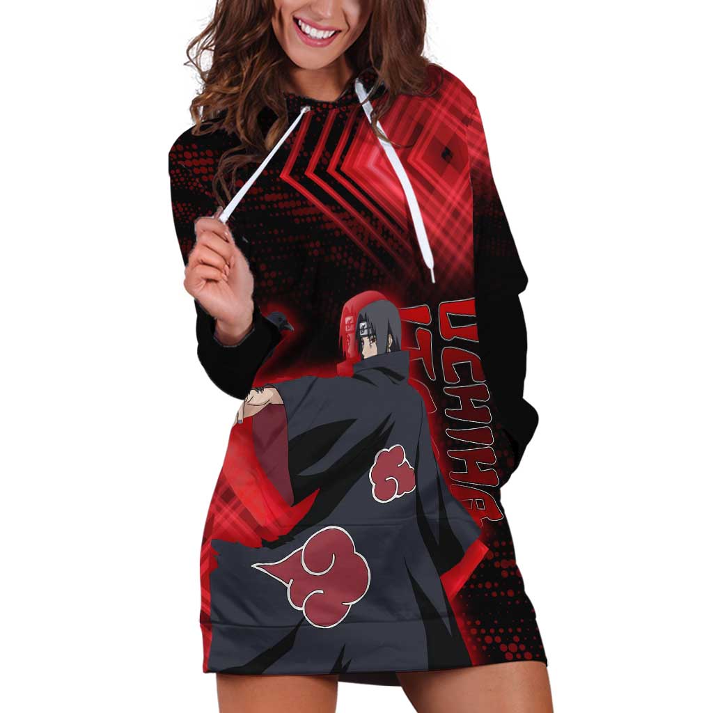 Uchiha Itachi Naruto Hoodie Dress Red Geometric Anime Illusion Style
