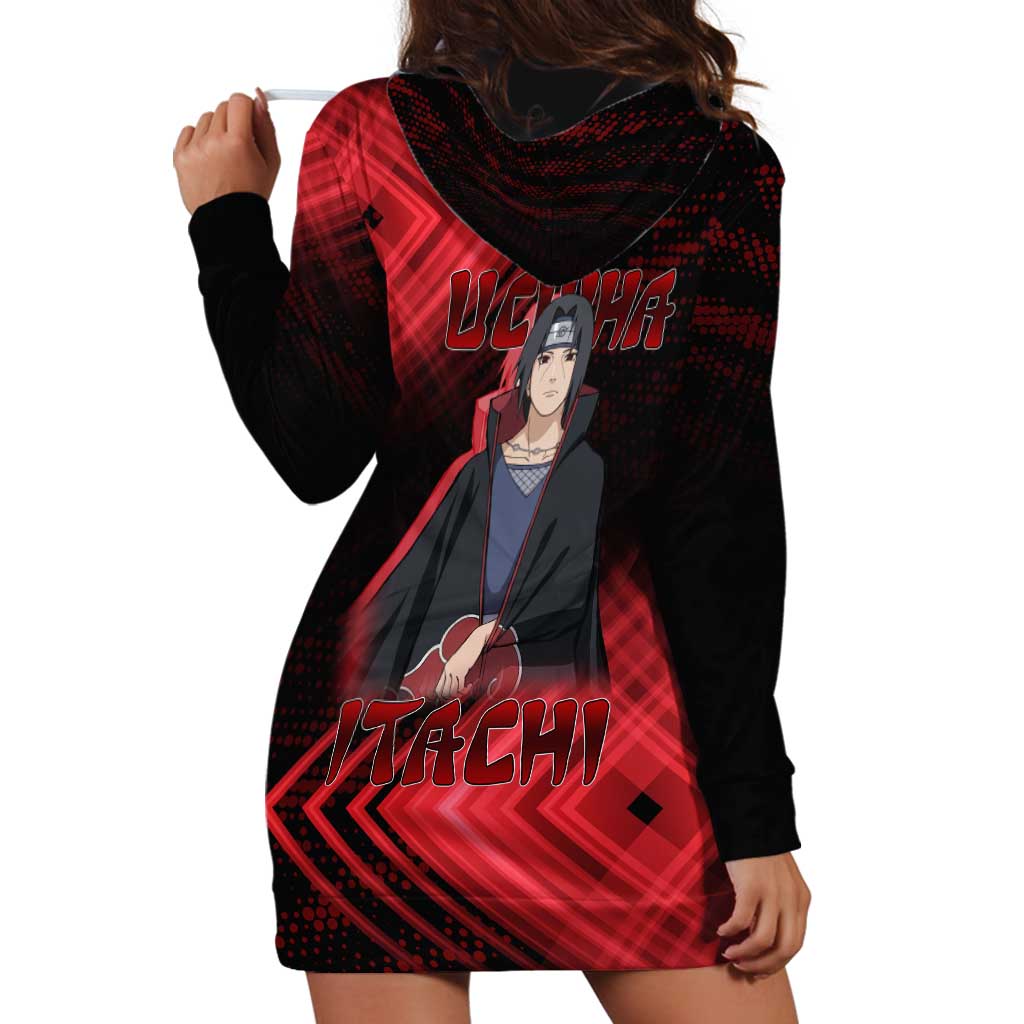 Uchiha Itachi Naruto Hoodie Dress Red Geometric Anime Illusion Style