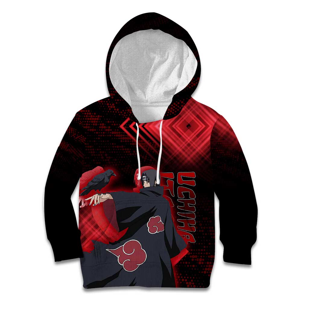 Uchiha Itachi Naruto Kid Hoodie Red Geometric Anime Illusion Style