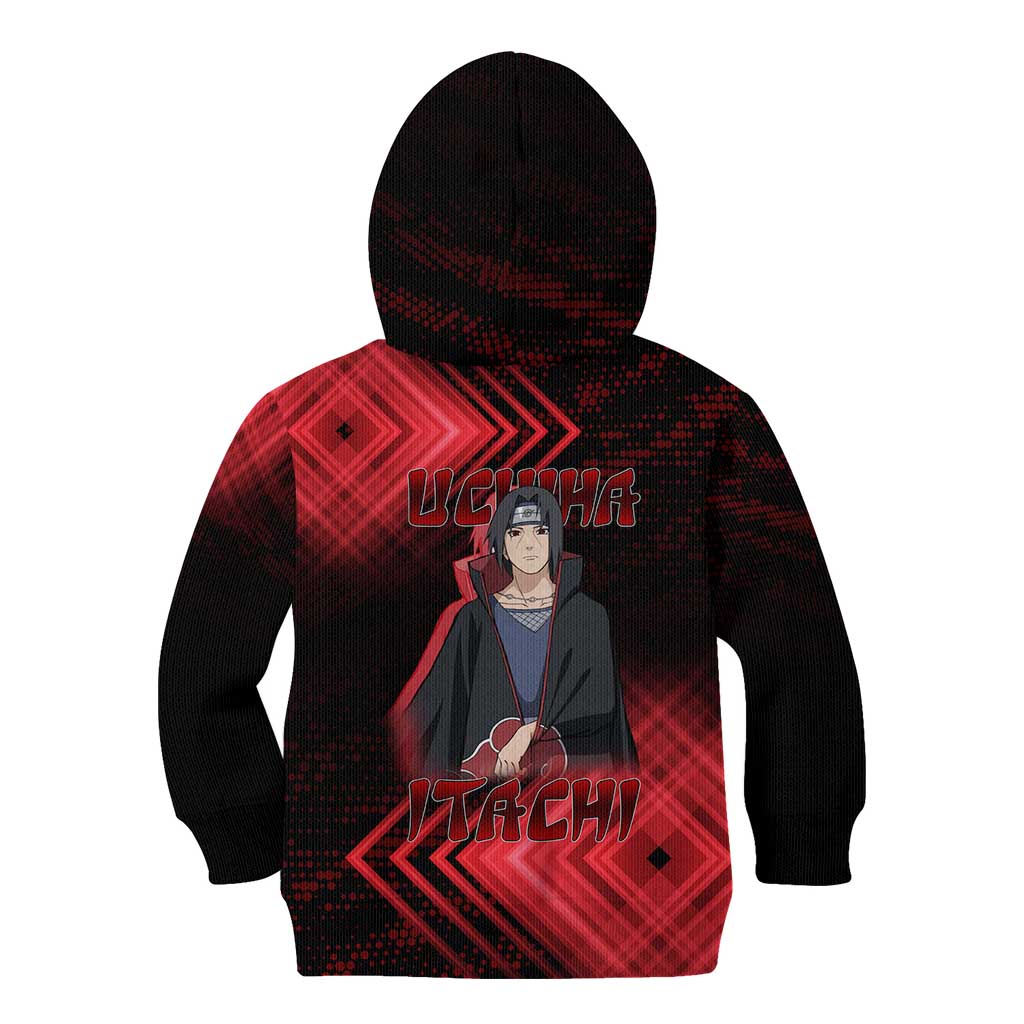 Uchiha Itachi Naruto Kid Hoodie Red Geometric Anime Illusion Style
