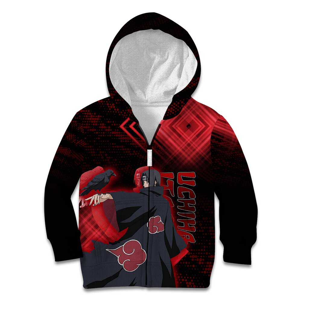 Uchiha Itachi Naruto Kid Hoodie Red Geometric Anime Illusion Style