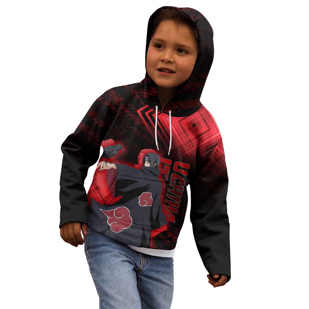 Uchiha Itachi Naruto Kid Hoodie Red Geometric Anime Illusion Style