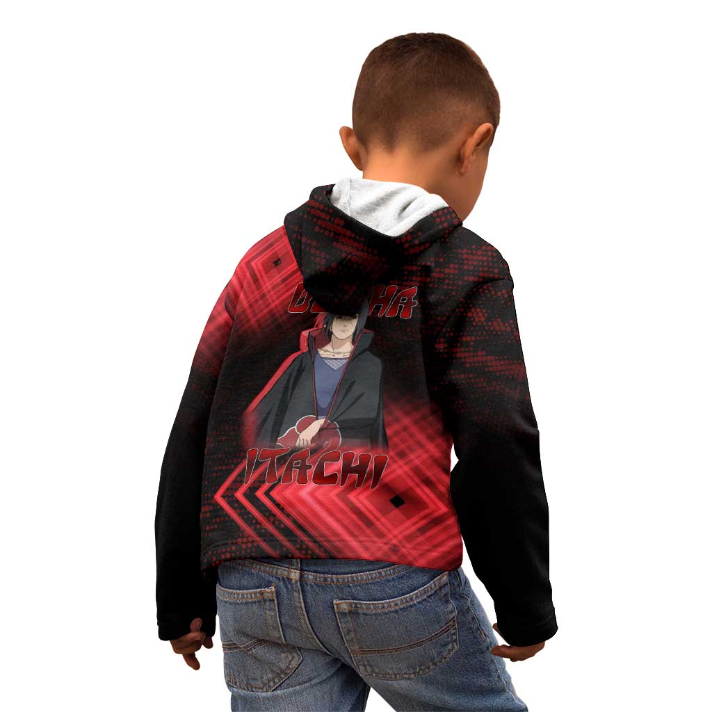 Uchiha Itachi Naruto Kid Hoodie Red Geometric Anime Illusion Style