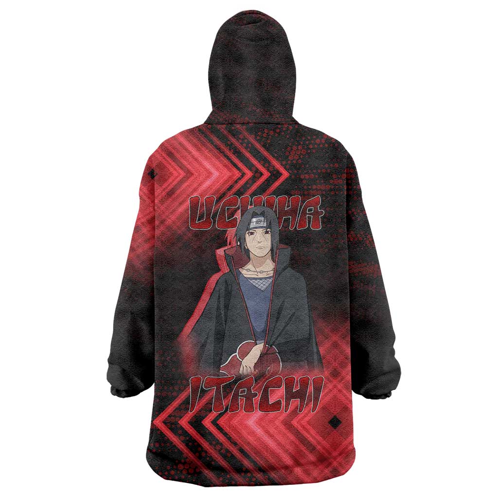 Uchiha Itachi Naruto Wearable Blanket Hoodie Red Geometric Anime Illusion Style