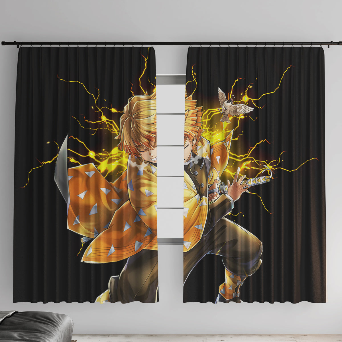 Zenitsu Agatsuma Demon Slayer Window Curtain Anime Mix Manga Style