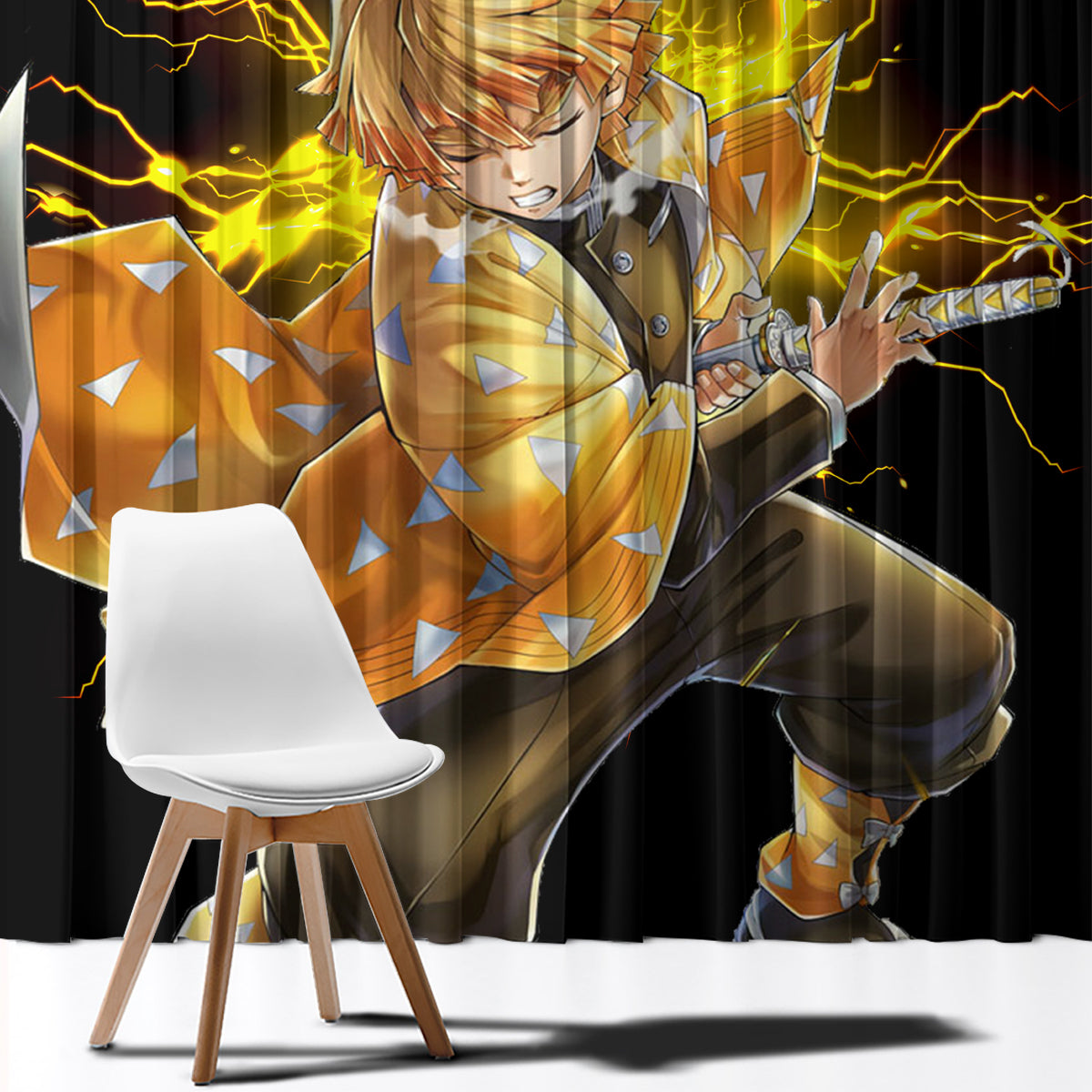 Zenitsu Agatsuma Demon Slayer Window Curtain Anime Mix Manga Style