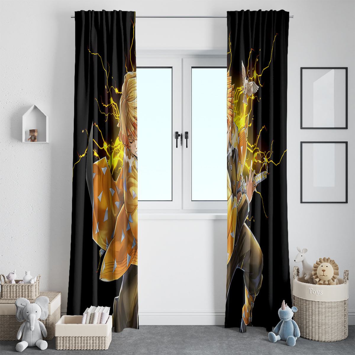 Zenitsu Agatsuma Demon Slayer Window Curtain Anime Mix Manga Style