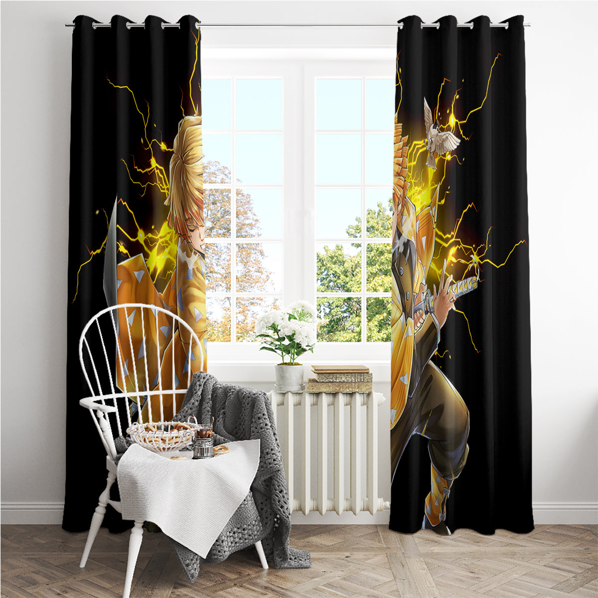 Zenitsu Agatsuma Demon Slayer Window Curtain Anime Mix Manga Style