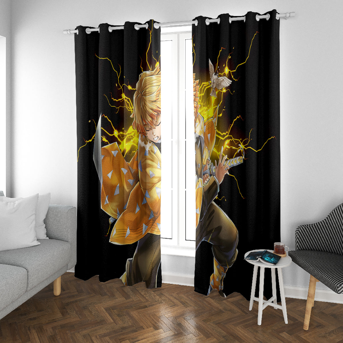 Zenitsu Agatsuma Demon Slayer Window Curtain Anime Mix Manga Style