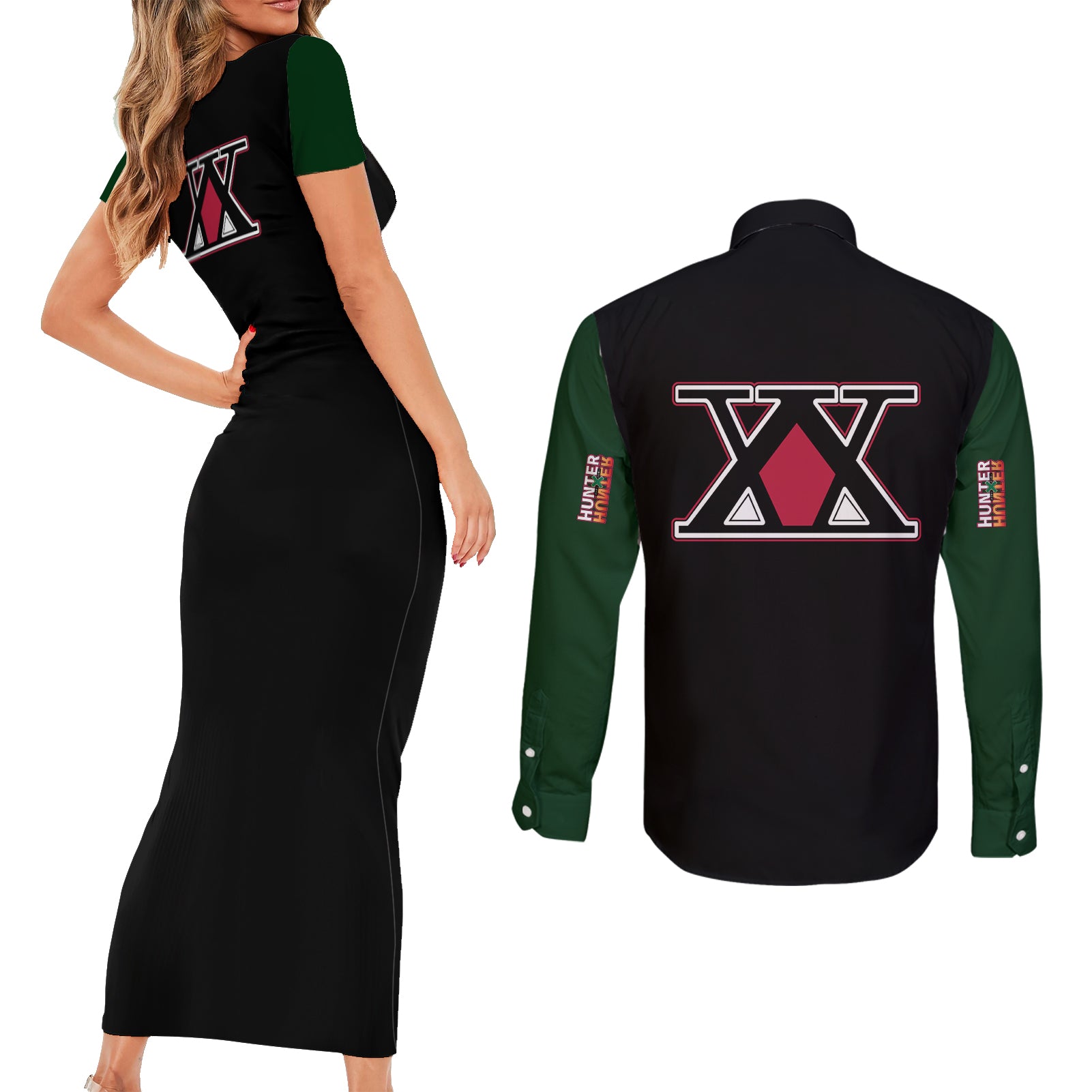 Meruem Hunter X Hunter Couples Matching Short Sleeve Bodycon Dress and Long Sleeve Button Shirt Anime Style