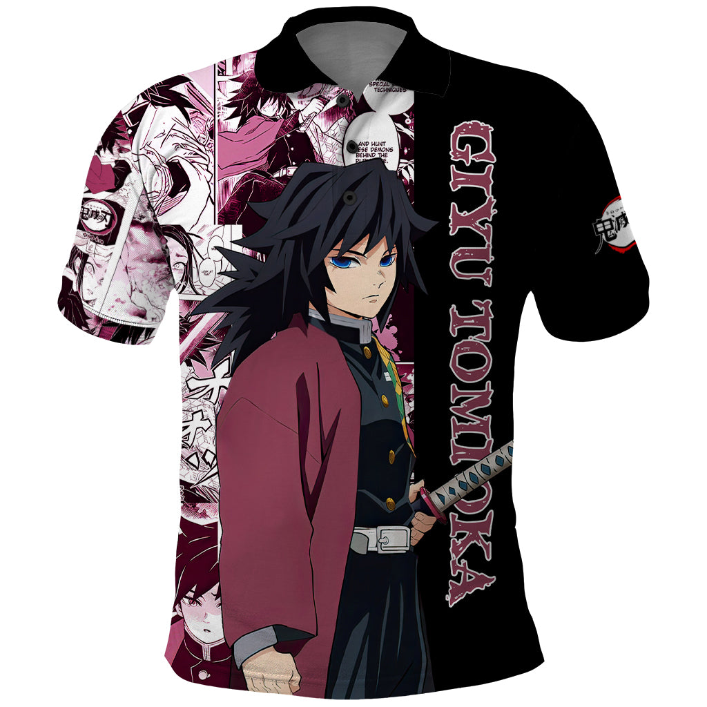 Giyu Tomioka Demon Slayer Polo Shirt Anime Mix Manga Style